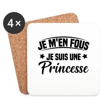 je m'en fou je suis une princesse - Dessous de verre (lot de 4) - blanc - Devant