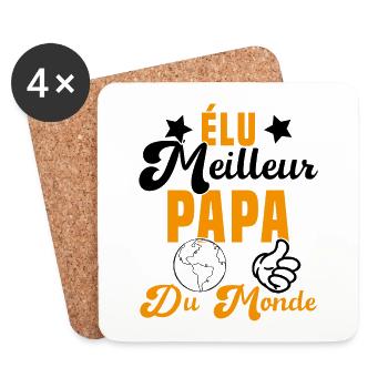 Élu Meilleur Papa Du Monde Fête Des Pères - Dessous de verre (lot de 4) - blanc - Devant