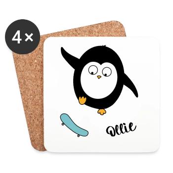 Skater Pinguin - Untersetzer (4er-Set) - Weiß - Vorne