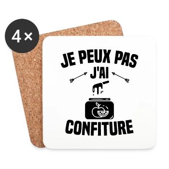 je peux pas j'ai confiture idée cadeau humour - Dessous de verre (lot de 4) - blanc - Devant