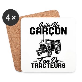 Enfant Juste Un Garçon Fan De Tracteurs - Dessous de verre (lot de 4) - blanc - Devant