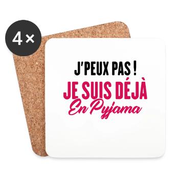J'peux pas Je suis déjà en Pyjama - Dessous de verre (lot de 4) - blanc - Devant
