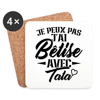 Je peux pas j'ai bêtise avec ma tata - Dessous de verre (lot de 4) - blanc - Devant