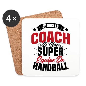 Je Suis Le Coach D'une Super Équipe De Handball - Dessous de verre (lot de 4) - blanc - Devant
