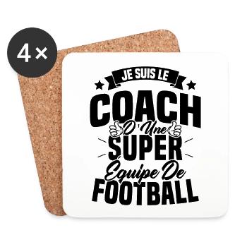 Je suis le coach d'une super équipe de football - Dessous de verre (lot de 4) - blanc - Devant