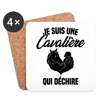 Je suis Une Cavalière Qui Déchire Chevaux Cadeau - Dessous de verre (lot de 4) - blanc - Devant