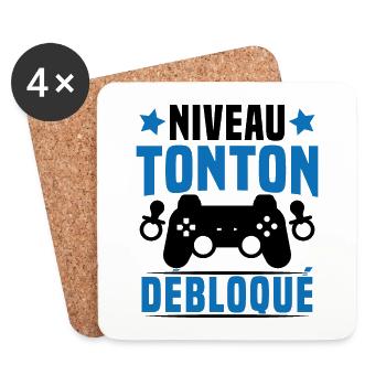 niveau tonton débloqué rétro oncle gamer geek - Dessous de verre (lot de 4) - blanc - Devant