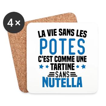 Tartine sans chocolat Humour Cadeau - Dessous de verre (lot de 4) - blanc - Devant
