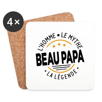 Beau-papa L'homme Le Mythe La Légende Cadeau - Dessous de verre (lot de 4) - blanc - Devant