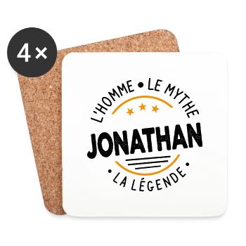 Jonathan L'Homme Le Mythe La Légende Cadeau Humour - Dessous de verre (lot de 4) - blanc - Devant