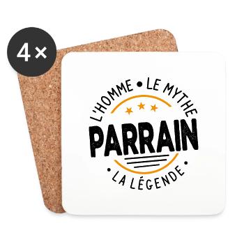 Parrain L'Homme Le Mythe La Légende Cadeau Humour - Dessous de verre (lot de 4) - blanc - Devant