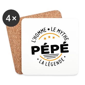 Grand-Père Pépé l'Homme le Mythe la Légende - Dessous de verre (lot de 4) - blanc - Devant