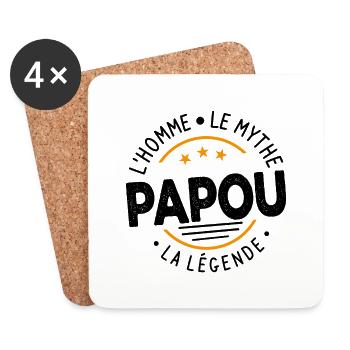 Grand-Père Papou l'Homme le Mythe la Légende - Dessous de verre (lot de 4) - blanc - Devant