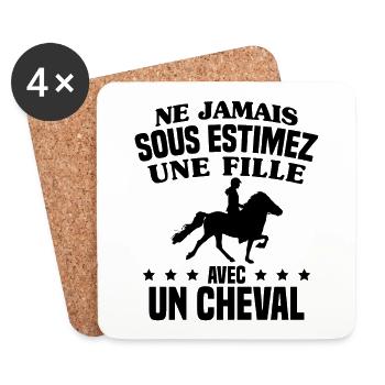 cadeau humour cheval / fille à cheval - Dessous de verre (lot de 4) - blanc - Devant