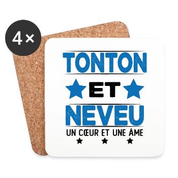 Tonton et Neveu Cadeau Humour - Dessous de verre (lot de 4) - blanc - Devant