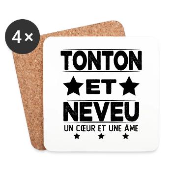Tonton et Neveu Cadeau Humour - Dessous de verre (lot de 4) - blanc - Devant