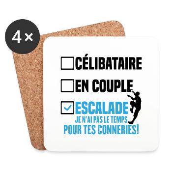 Escalade Célibataire En Couple Cadeau Humour - Dessous de verre (lot de 4) - blanc - Devant