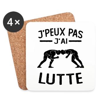 Je peux pas j'ai lutte cadeau humour - Dessous de verre (lot de 4) - blanc - Devant