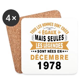 Les légendes sont nées en Décembre 1978 Cadeau - Dessous de verre (lot de 4) - blanc - Devant