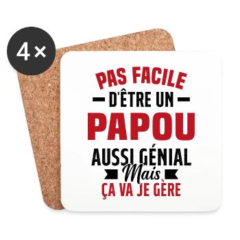 papou génial cadeau humour papou - Dessous de verre (lot de 4) - blanc - Devant