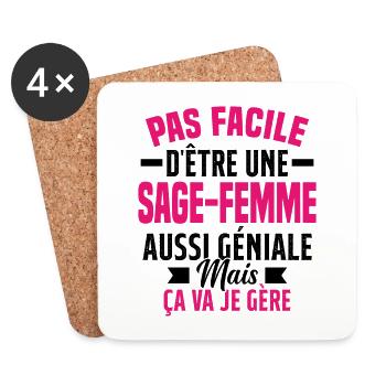 sage-femme et géniale mais ça va je gère - Dessous de verre (lot de 4) - blanc - Devant
