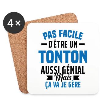 tonton génial cadeau humour tonton - Dessous de verre (lot de 4) - blanc - Devant