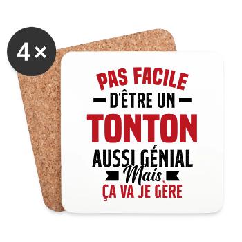 tonton génial cadeau humour tonton - Dessous de verre (lot de 4) - blanc - Devant