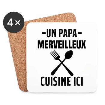 Un papa merveilleux cuisine ici - Dessous de verre (lot de 4) - blanc - Devant