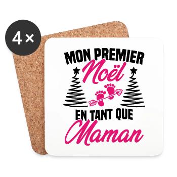 Mon Premier Noël en Tant que Maman - Dessous de verre (lot de 4) - blanc - Devant