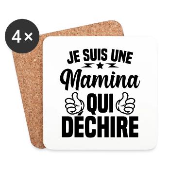 Cadeau Mamina Je suis une Mamina qui Déchire - Dessous de verre (lot de 4) - blanc - Devant