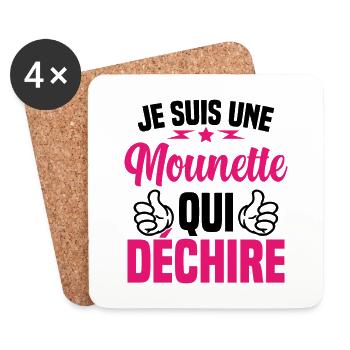 Cadeau Mounette Je suis une Mounette qui Déchire - Dessous de verre (lot de 4) - blanc - Devant