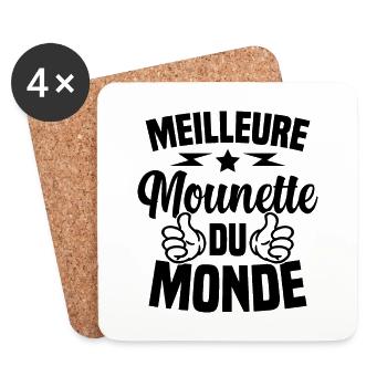 Fête des Mères Meilleure Mounette du Monde - Dessous de verre (lot de 4) - blanc - Devant