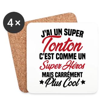 J'ai un super tonton mais carrément plus cool - Dessous de verre (lot de 4) - blanc - Devant