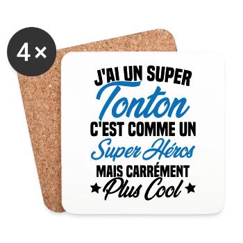 J'ai un super tonton mais carrément plus cool - Dessous de verre (lot de 4) - blanc - Devant
