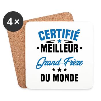 Certifié Meilleur Grand-frère Du Monde - Dessous de verre (lot de 4) - blanc - Devant