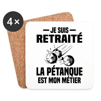 Retraité et bouliste Cadeau - Dessous de verre (lot de 4) - blanc - Devant