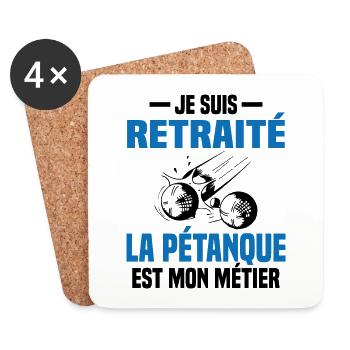 Retraité et bouliste Cadeau - Dessous de verre (lot de 4) - blanc - Devant