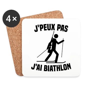 Je peux pas j'ai biathlon humour cadeau - Dessous de verre (lot de 4) - blanc - Devant