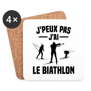 Je peux pas j'ai biathlon humour cadeau - Dessous de verre (lot de 4) - blanc - Devant