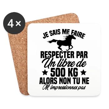 Cadeau Humour Cheval - Citation Cheval Cadeau - Dessous de verre (lot de 4) - blanc - Devant