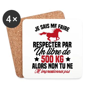 Cadeau Humour Cheval - Citation Cheval Cadeau - Dessous de verre (lot de 4) - blanc - Devant