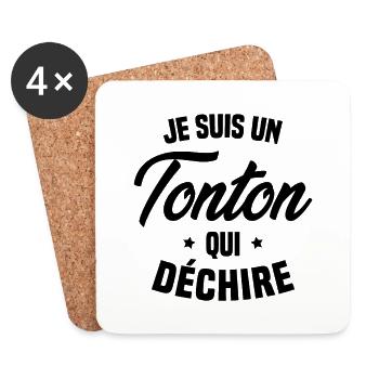 Je suis un Tonton qui déchire Cadeau Oncle Drôle - Dessous de verre (lot de 4) - blanc - Devant