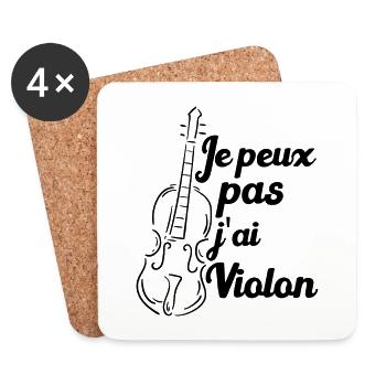 Je Peux Pas J'ai Violon Humour Cadeau - Dessous de verre (lot de 4) - blanc - Devant