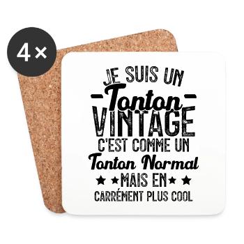 Tonton Vintage C'est Comme Tonton Normal Plus Cool - Dessous de verre (lot de 4) - blanc - Devant