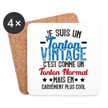 Tonton Vintage C'est Comme Tonton Normal Plus Cool - Dessous de verre (lot de 4) - blanc - Devant