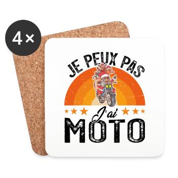 Je Peux Pas J'ai Moto Motard Cadeau de Noël - Dessous de verre (lot de 4) - blanc - Devant