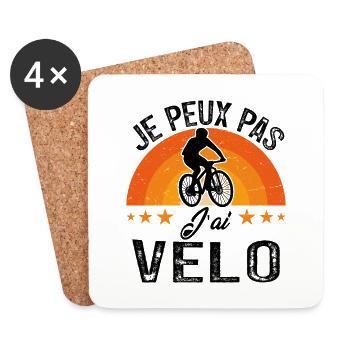 Je Peux Pas J'ai Vélo Cadeau Cycliste - Dessous de verre (lot de 4) - blanc - Devant