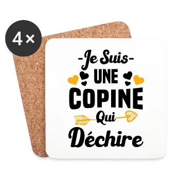 Je Suis Une Copine Qui Déchire Humour Cadeau - Dessous de verre (lot de 4) - blanc - Devant