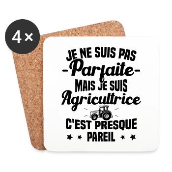 Pas parfaite mais je suis Agricultrice Femme Cool - Dessous de verre (lot de 4) - blanc - Devant