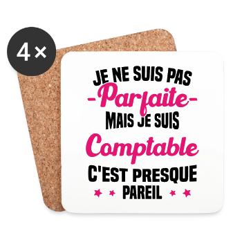 Pas parfaite mais je suis Comptable Humour Cadeau - Dessous de verre (lot de 4) - blanc - Devant